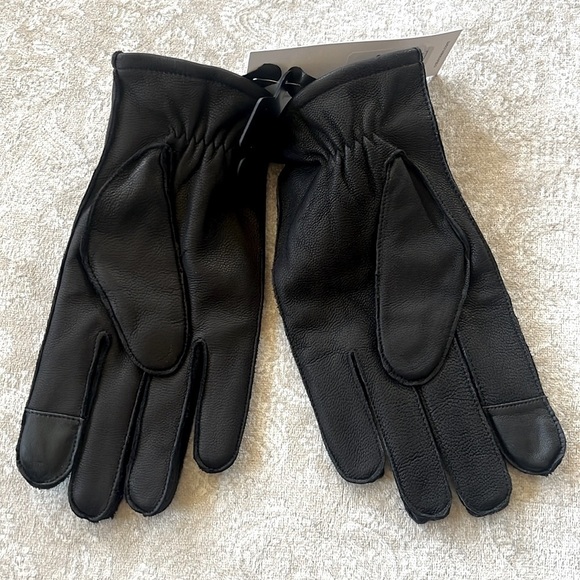 Brand New Calvin Klein Full Grain Goat Leather Tech Gloves Touchscreen Black - Picture 4 of 14